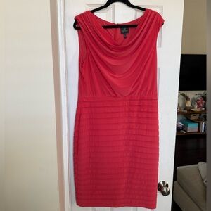 Adrianna Papell Red Draped Midi Dress